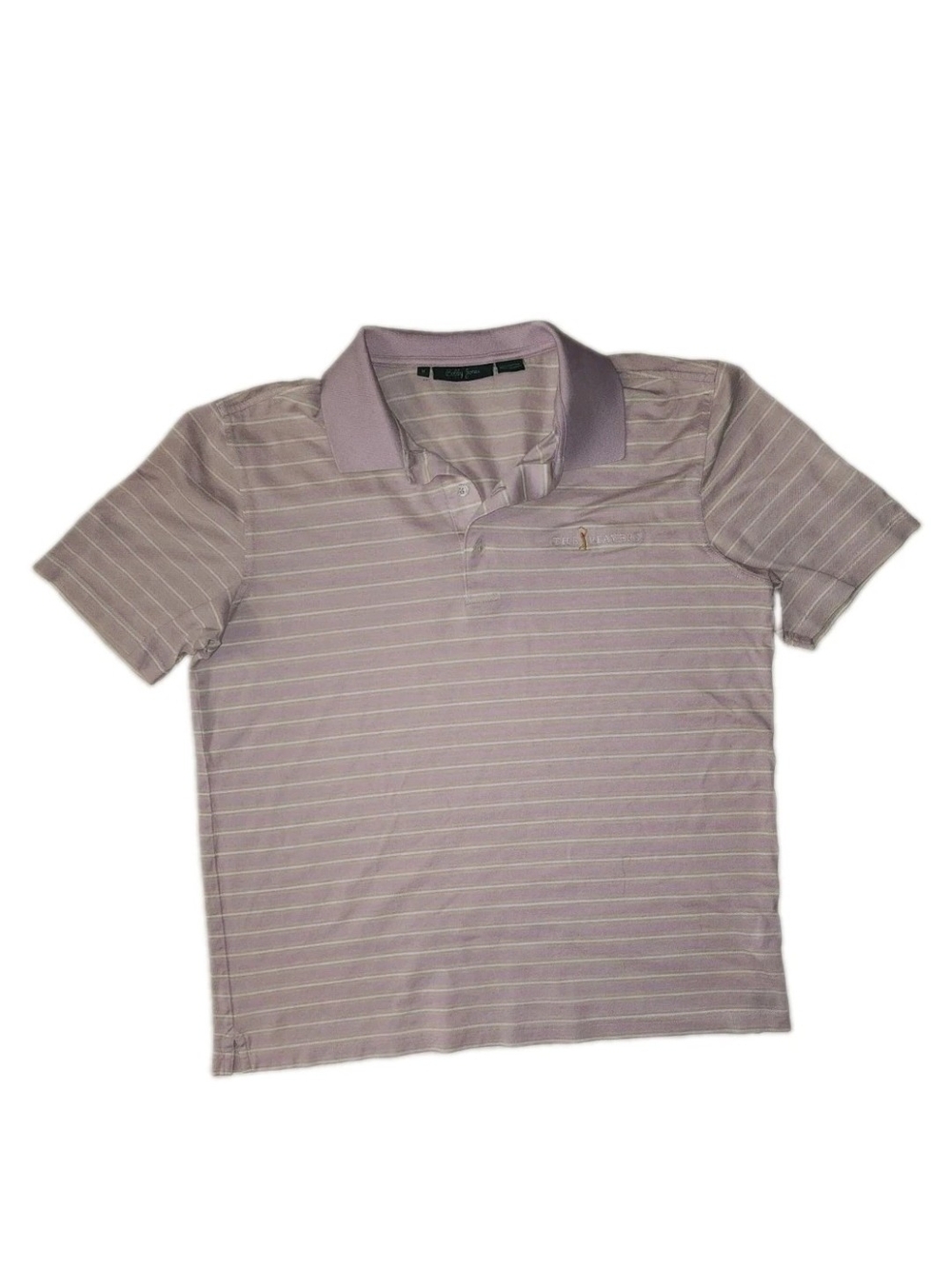 Bobby Jones Players Mens Pink White Green Striped Cotton Golf Polo Shirt Size M